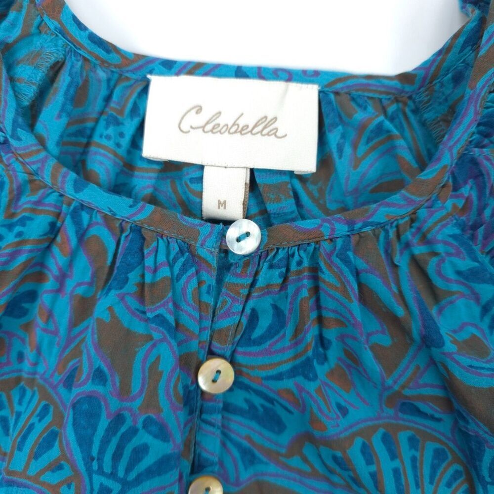 NEW Cleobella Jayda Blouse Zuri Block Print Puff Sleeve Romantic Beachy Boho - Picture 2 of 8
